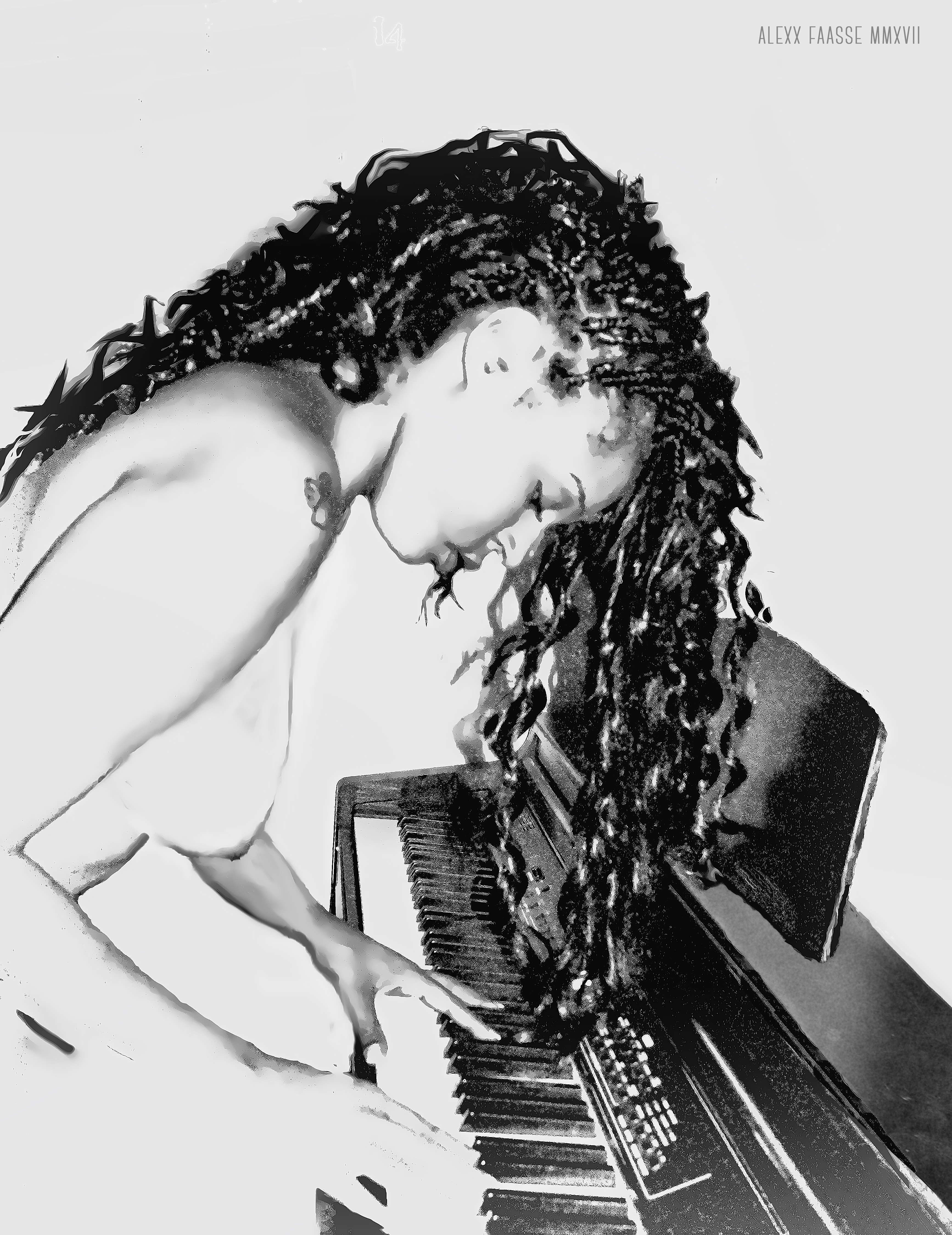naakt-model-speelt-piano