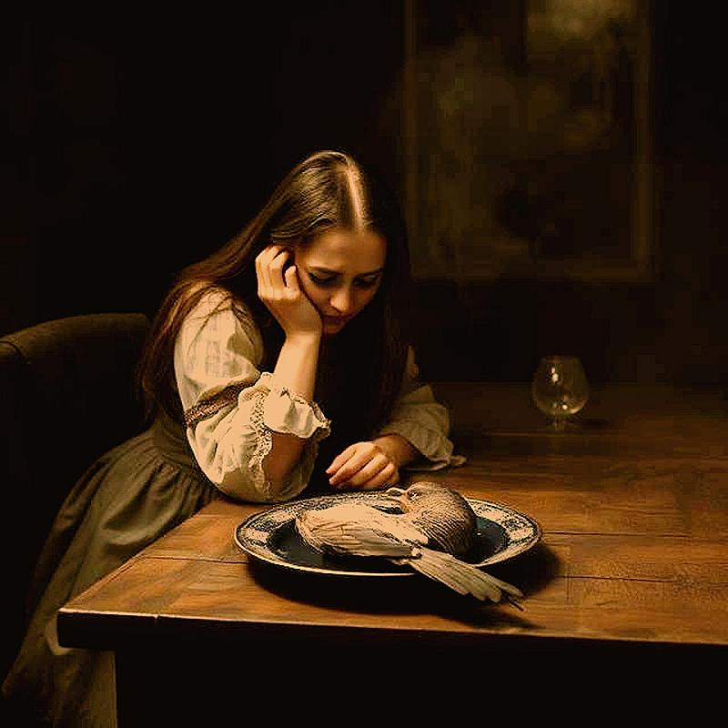 frau-trauert-um-toten-vogel